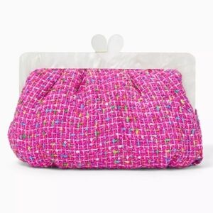 Lilly Pulitzer X Lele Sadoughi Pink Blossom Tweed Heart Women's Clutch New